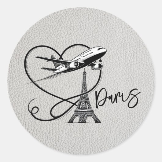 White Paris Passport Runder Aufkleber (Vorderseite)