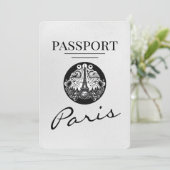 White Paris Passport Save the Date (Stehend Vorderseite)