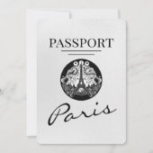 White Paris Passport Save the Date (Vorderseite)
