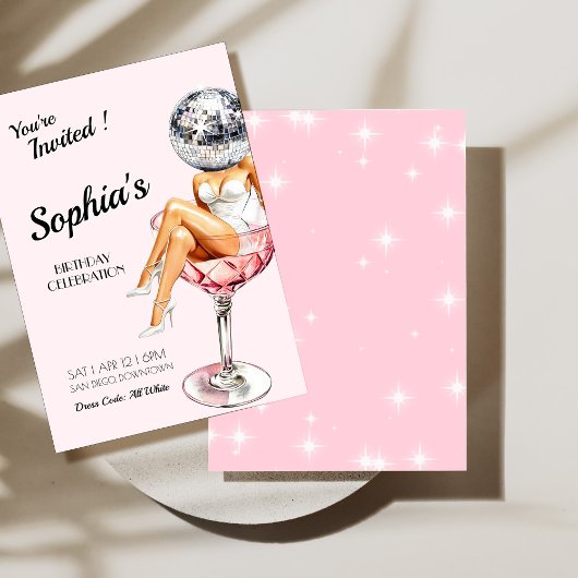 White Party Disco Geburtstag Einladung