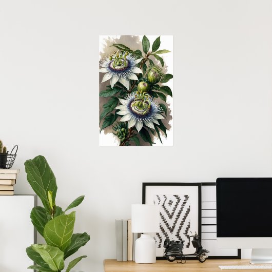 White Passion Blume Art Print Poster (Heimbüro)