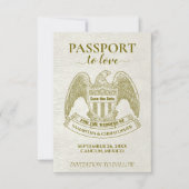 White Passport zur Liebe Spaß Hochzeit in Urlaubso Save The Date (Vorderseite)