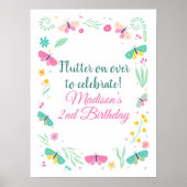 White Pastel Butterfly Girl’s Garden Welcome Poster (Vorne)
