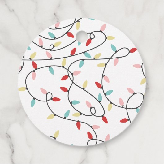 White Pastel String Lights Frohe Weihnachten Geschenkanhänger (Rückseite)