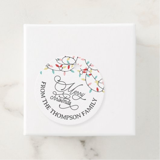 White Pastel String Lights Frohe Weihnachten Geschenkanhänger (Beispiel)