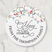 White Pastel String Lights Frohe Weihnachten Geschenkanhänger (Vorderseite)