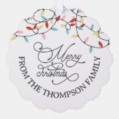 White Pastel String Lights Frohe Weihnachten Ornament Karte (Vorderseite)