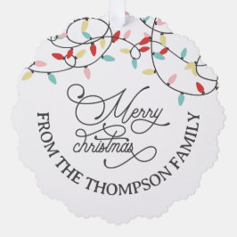 White Pastel String Lights Frohe Weihnachten Ornament Karte