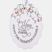 White Pastel String Lights Frohe Weihnachten Ornament Karte (Links)