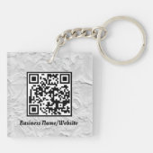 White-Pattern-Business-Logo und QR-Code beidseitig Schlüsselanhänger (Rückseite)