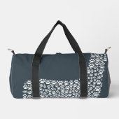 White Paw Print Dog Silhouette Pattern Fabric Duffle Bag (Vorderseite)