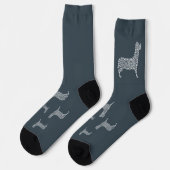 White Paw Print Dog Silhouette Pattern Fabric Socken (Linkes Detail)