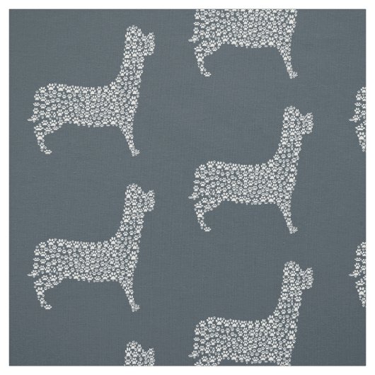 White Paw Print Dog Silhouette Pattern Fabric Stoff (Muster)