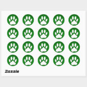 White Paw Print Editable Text Runder Aufkleber (Blatt)