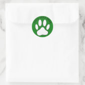 White Paw Print Editable Text Runder Aufkleber (Tasche)