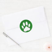 White Paw Print Editable Text Runder Aufkleber (Umschlag)
