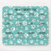 White Paw Prints 2025 Calendar Mousepad (Vorne)