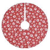White Paw Prints Weihnachtsbaumrock Polyester Weihnachtsbaumdecke (Vorderseite)