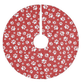 White Paw Prints Weihnachtsbaumrock Polyester Weihnachtsbaumdecke