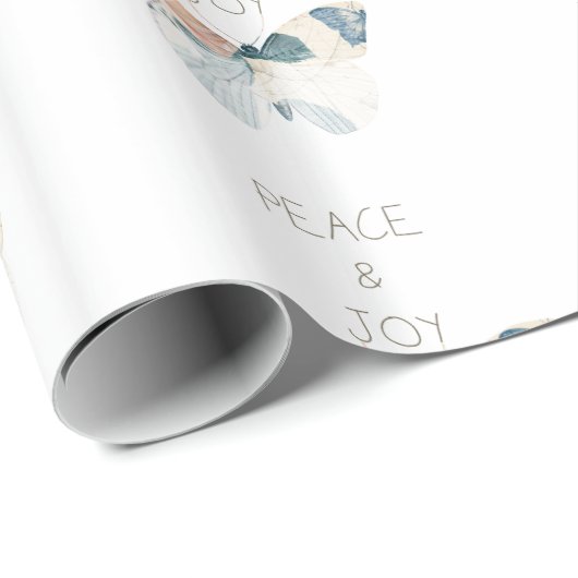 White Peace and Joy Butterfly Geschenkpapier (Rolleneckpunkt)