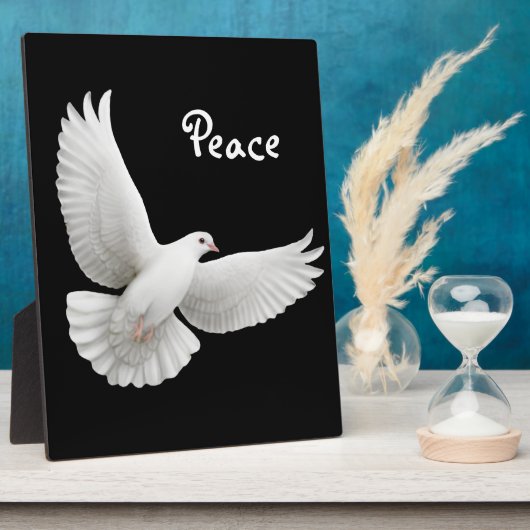 White Peace Dove Anpassbare Plaque Fotoplatte (Seite)