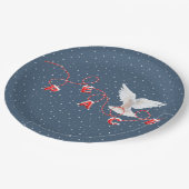 White Peace Dove mit Peace Text Pappteller (Schrägansicht)