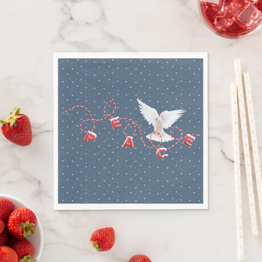 White Peace Dove mit Peace Text Serviette (Beispiel)