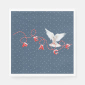 White Peace Dove mit Peace Text Serviette (Vorderseite)