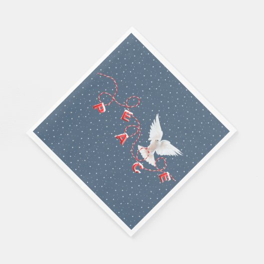 White Peace Dove mit Peace Text Serviette (Ecke)