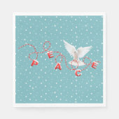 White Peace Dove mit Peace Text Serviette (Vorderseite)