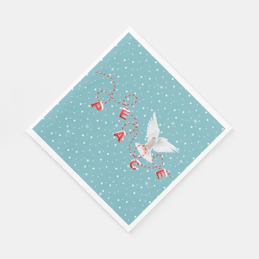 White Peace Dove mit Peace Text Serviette (Ecke)