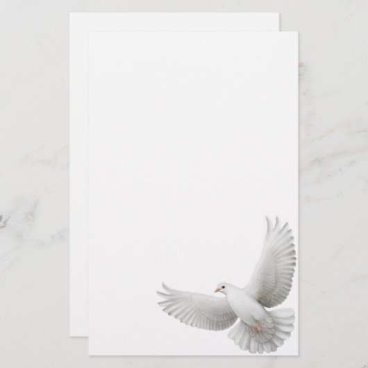 White Peace Dove Stationery Briefpapier (Vorne/Hinten)