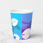 White Peace Lily Illustration Blassblau Lila Pappbecher (Rechts)
