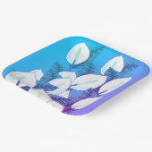 White Peace Lily Illustration Blassblau Lila Pappteller (Gewinkelt)