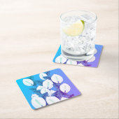 White Peace Lily Illustration Blassblau Lila Rechteckiger Pappuntersetzer (Vor Ort)