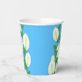 White Peace Lily Illustration Blassblau Pappbecher (Links)