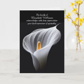 White Peace Lily on Black Beileid Vielen Dank Karte (Gelbe Blume)