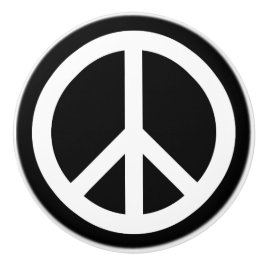 White Peace Sign auf schwarz Keramikknauf