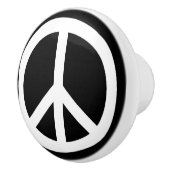 White Peace Sign auf schwarz Keramikknauf (Rechts)