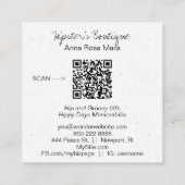 *~* White Peace Sign Blume Grunge Boho QR AP57 Quadratische Visitenkarte (Rückseite)