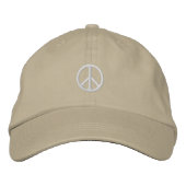 White Peace Sign Hat Bestickte Baseballkappe (Vorderseite)