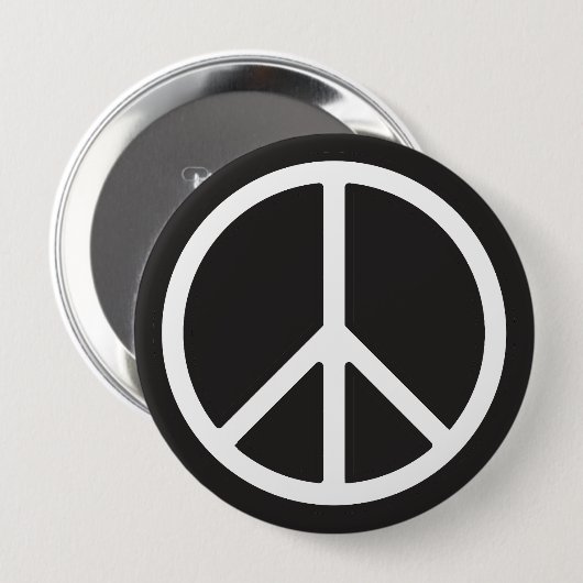 White Peace Symbol Button (Vorne & Hinten)