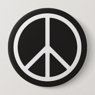 White Peace Symbol Button