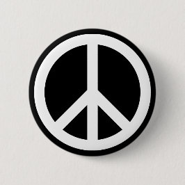 White Peace Symbol Button