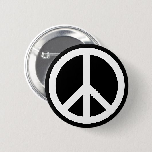 White Peace Symbol Button (Vorne & Hinten)