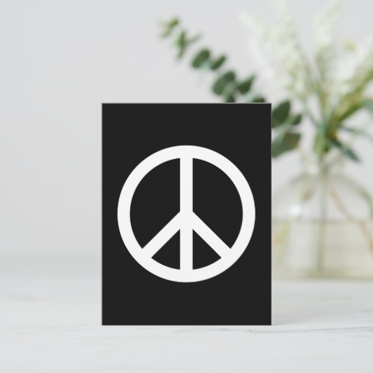 White Peace Symbol Postkarte (Stehend Vorderseite)