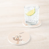 White Peach Cat Getränkeuntersetzer (Seite)