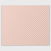 White & Peach Checkerboard Wrapping Paper Roll Geschenkpapier (Flach)