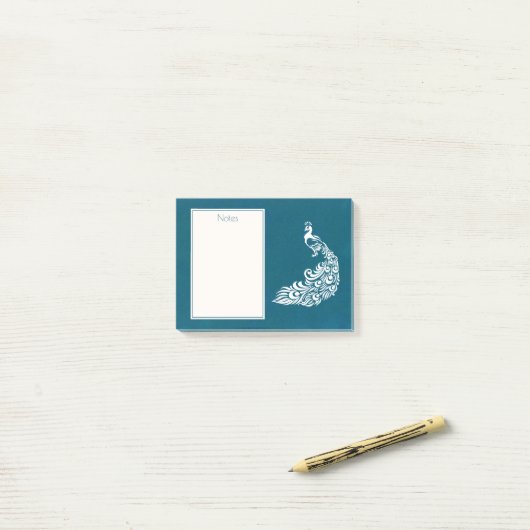 White Peacock auf Aquamarinem, kühl gestaltetem Ar Post-it Klebezettel (Auf Schreibtisch)