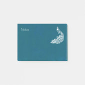 White Peacock auf Aquamarinem, kühl gestaltetem Ar Post-it Klebezettel (Vorderseite)